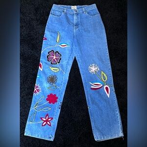Size 8 floral embroidered jeans